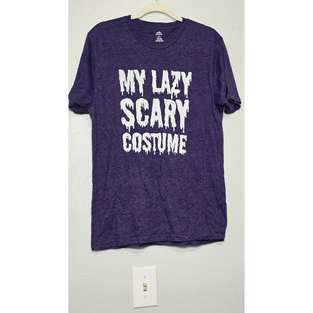 Way to Celebrate Halloween Mens Purple My Lazy Scary Costume Graphic T-Shirt M